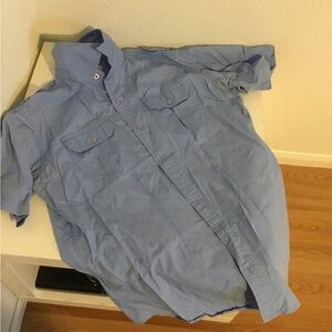 PD&C Men's Short-Sleeve Button-Down Shirt - Light Blue